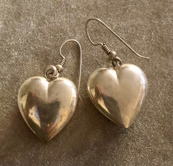 Sterling Puff Dangling Earrings - image 2