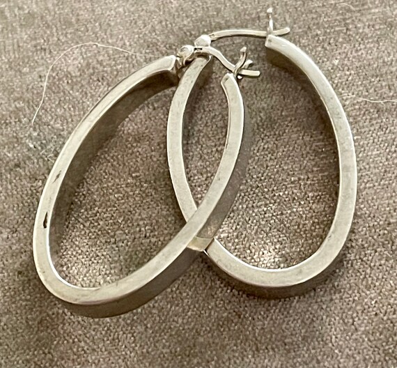 Solid Sterling Silver Oval Hoop Earrings - image 5