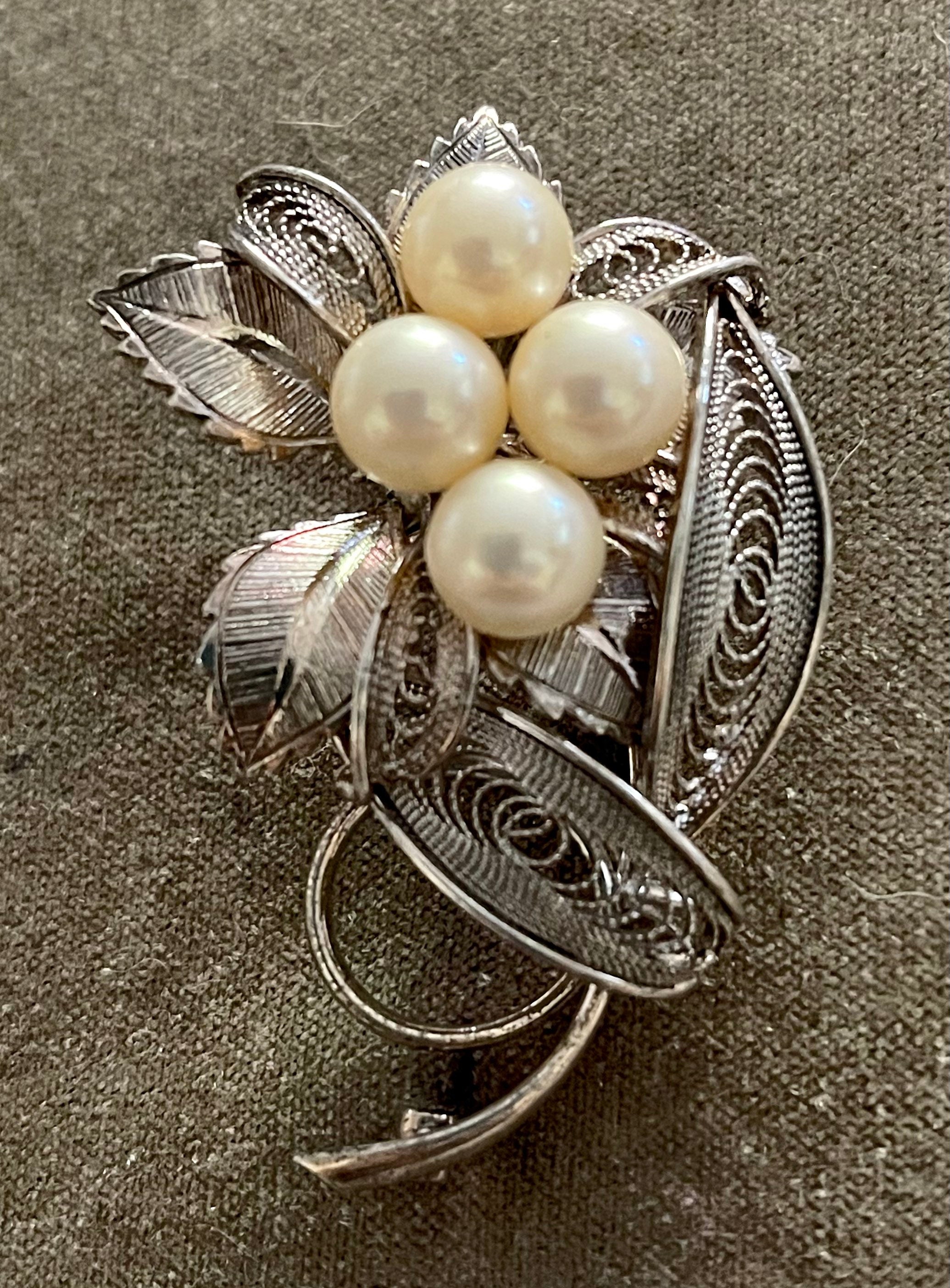 Vintage Mid Century Japan Silver Filigree Genuine Pearl Brooch - Etsy Vintage Mid Century Japan Silver Filigree Genuine Pearl Brooch - Etsy