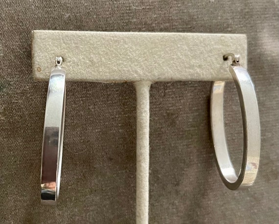 Solid Sterling Silver Oval Hoop Earrings - image 2