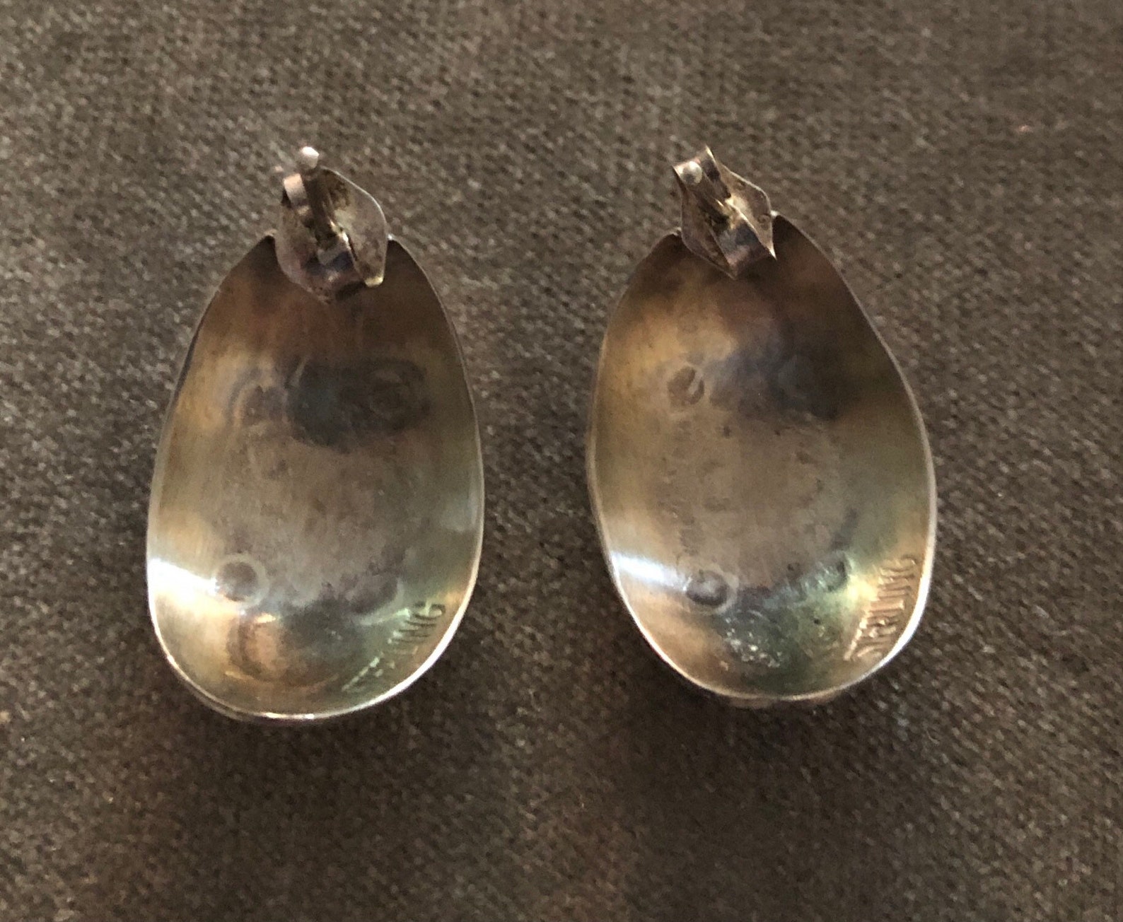 1980s Oscar Betz Patasi Navajo Southwestern Statement Sterling Silver Earrings