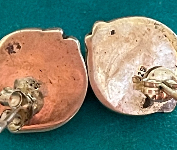 Sterling Button Size Cabachon Amethyst Earrings - image 5