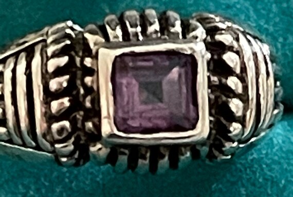 Sterling Square Amethysts Ring - image 3