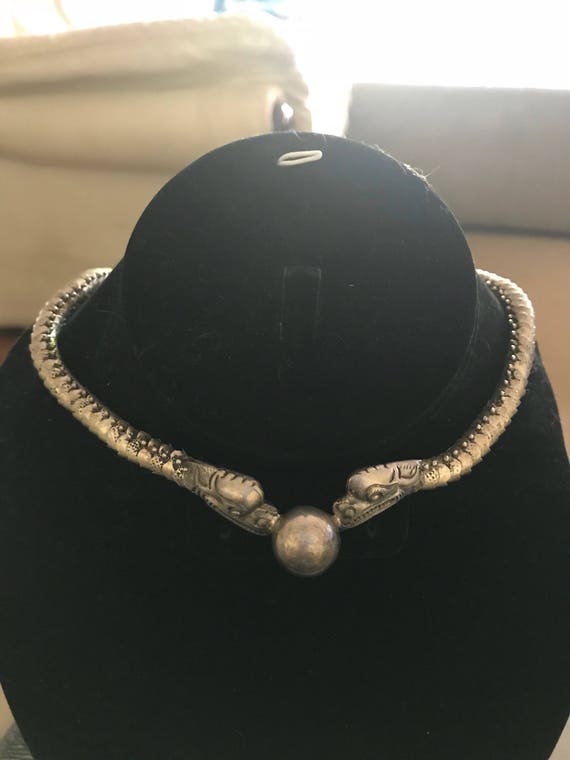 Vintage Silver Dragon Pearl Necklace - image 2