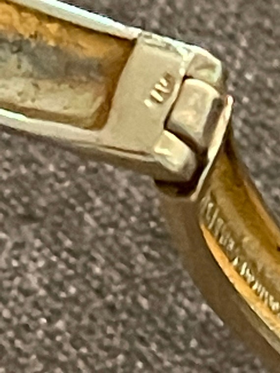 Vintage Solid 14K Multi Gemstone Hinged Bangle Br… - image 10