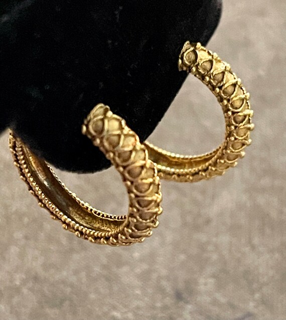 Retired 14K 1994 MMA TBM Byzantine Style 3/4 Hoop Pierced Earrings