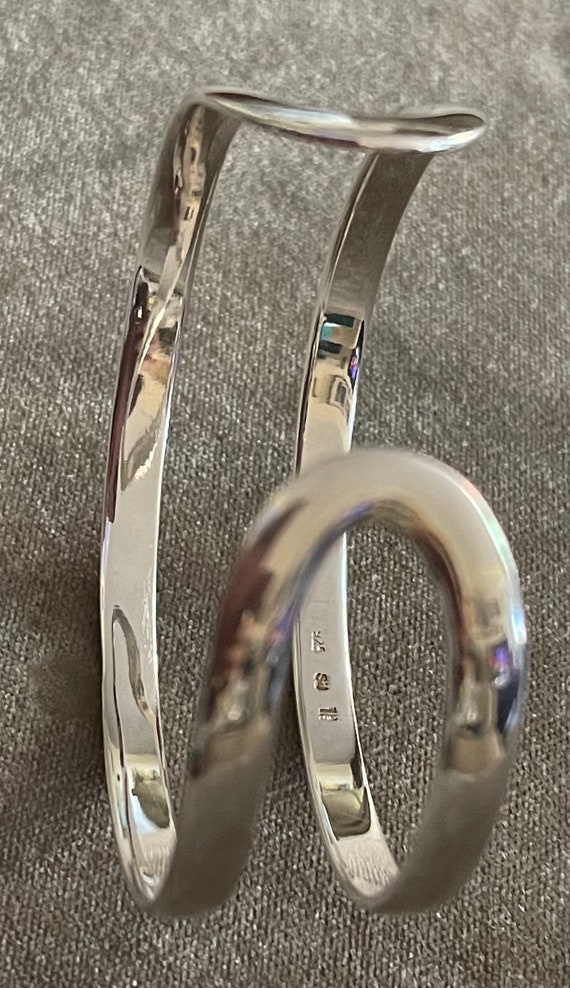 Sterling Flat Double Loop Open Cuff Bracelet - image 4