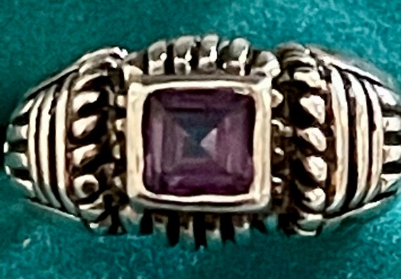 Sterling Square Amethysts Ring - image 2