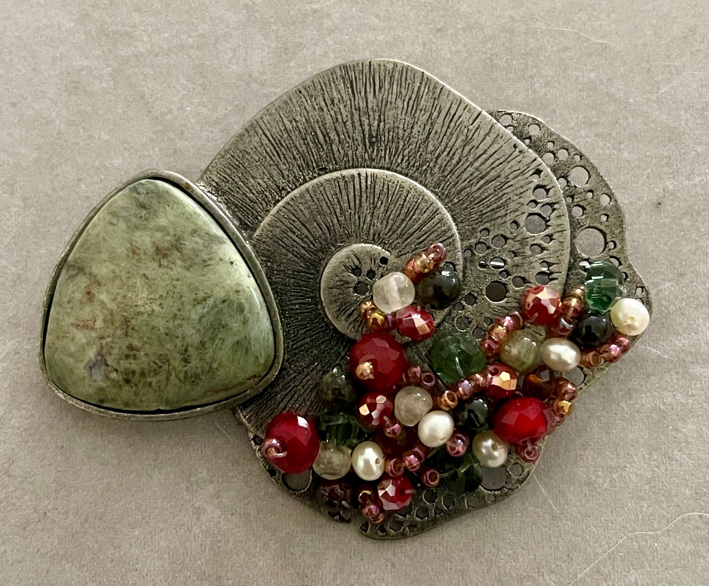 Broche Vintage Cristal Perles Signée LAGUNA Austria - État Correct