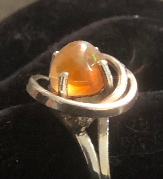 Vintage Modernist Mexico Sterling Raw Fire Opal R… - image 2