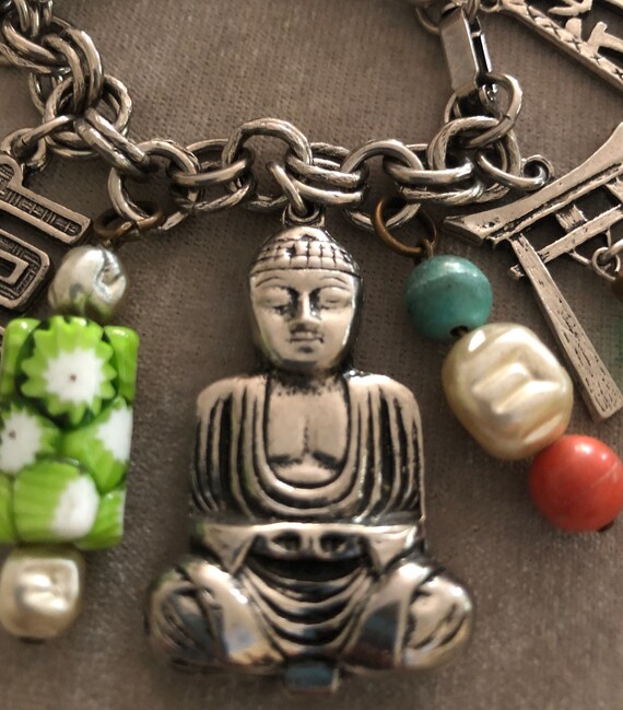Rare Vintage Napier Chinoiserie Charm Bracelet