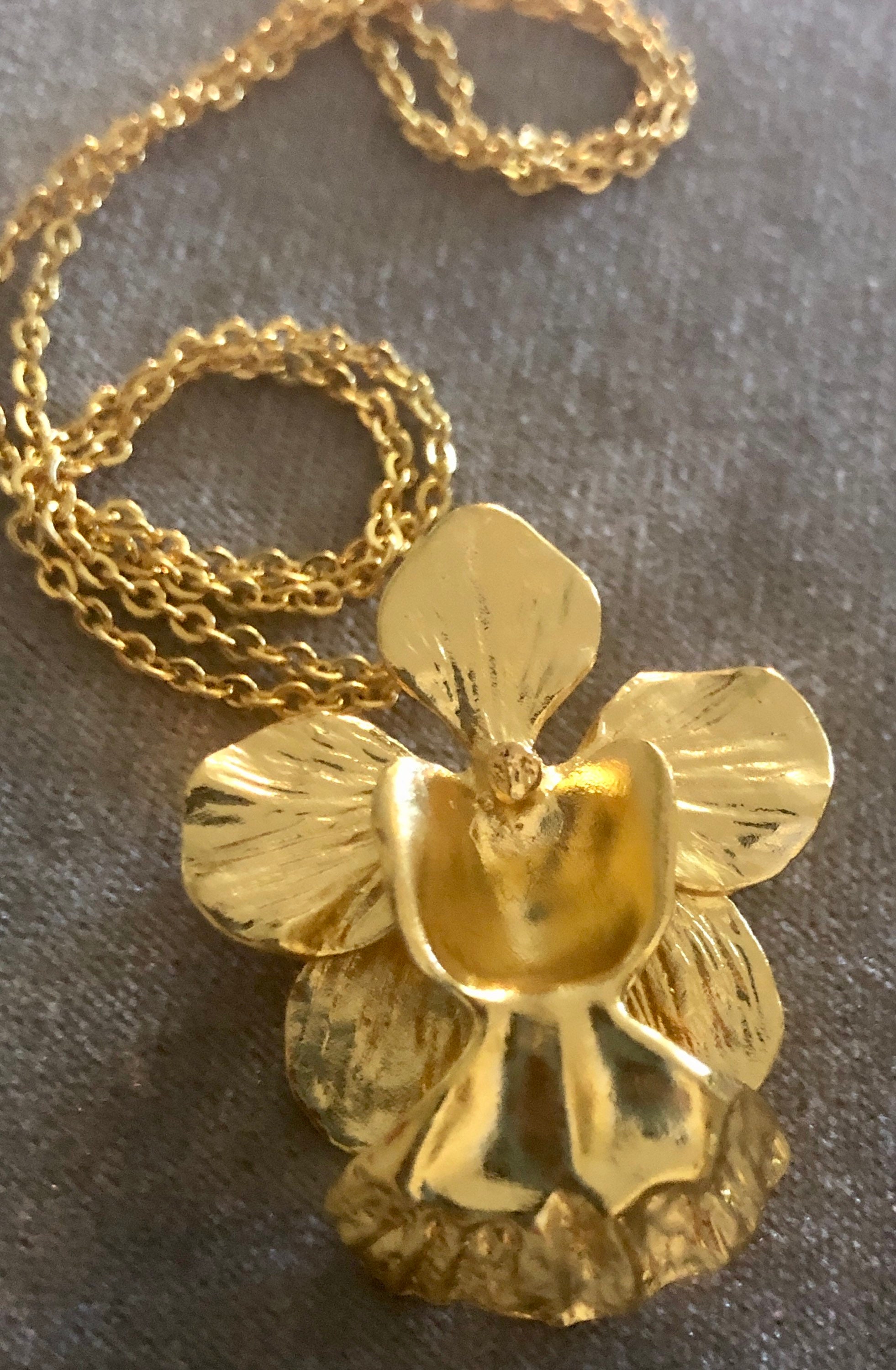 80's RISIS of Singapore 22K Plated Orchid Pendant Brooch