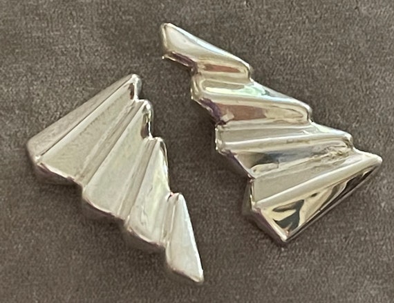 Sterling Bayanihan Clip On Modernist Earrings - image 1