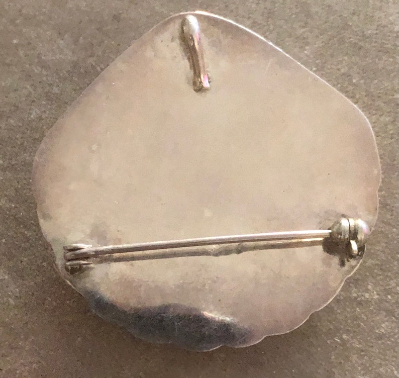 Sterling Clam Shell Pendant Brooch