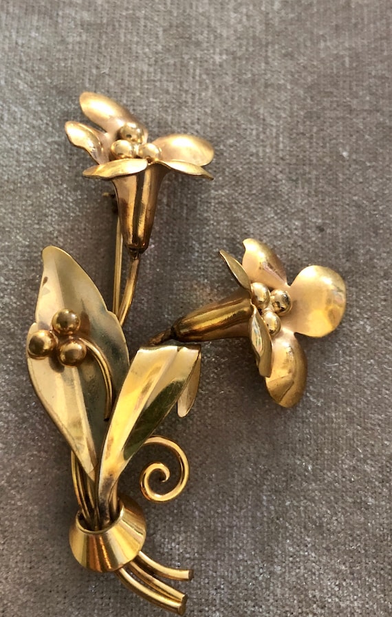 Vintage Carl Art 12K Gold Filled Flower Bouquet Br