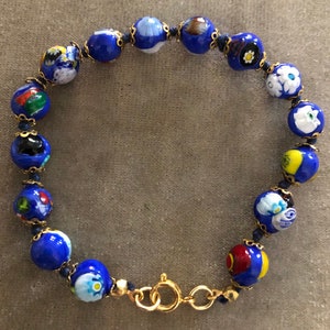 Italian Murano Millefiori Bead Bracelet