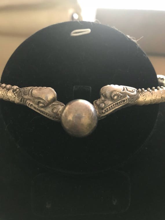 Vintage Silver Dragon Pearl Necklace