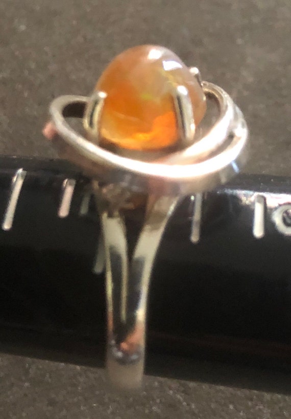 Vintage Modernist Mexico Sterling Raw Fire Opal R… - image 5