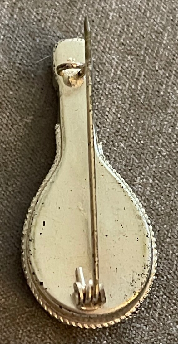 Vintage Italian Micro Mosaic Mandolin Brooch - image 4
