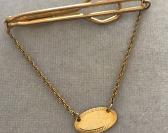 Vintage 10K Chain and Signet Tie Clip
