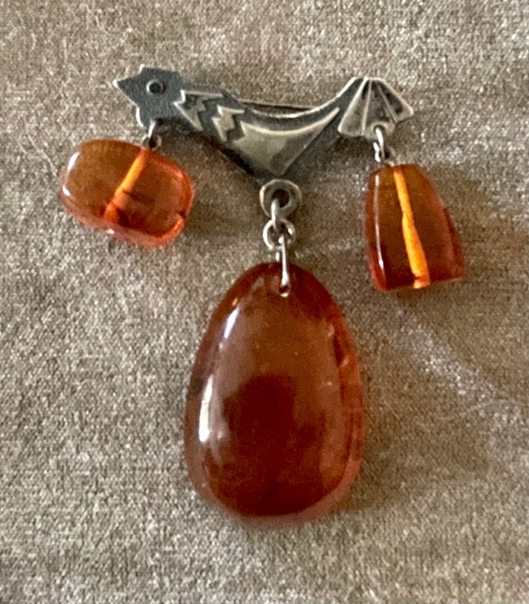 Sakta Pin Vintage Latvian Sterling and Genuine Amber Bird Sakta Brooch - Etsy