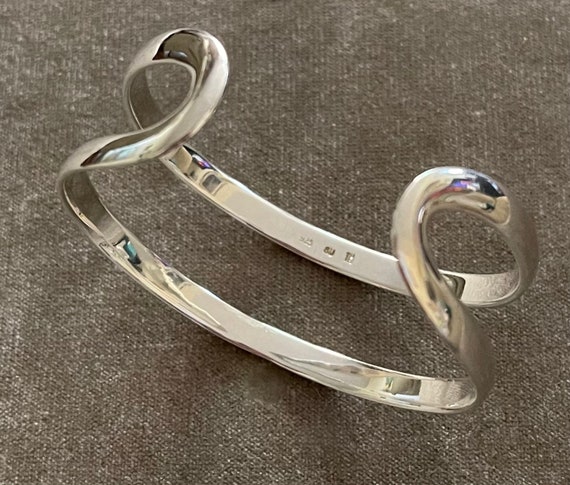 Sterling Flat Double Loop Open Cuff Bracelet - image 6