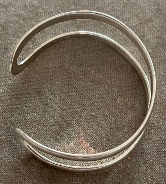 Sterling Flat Double Loop Open Cuff Bracelet - image 3