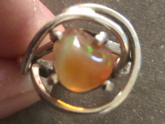 Vintage Modernist Mexico Sterling Raw Fire Opal R… - image 8