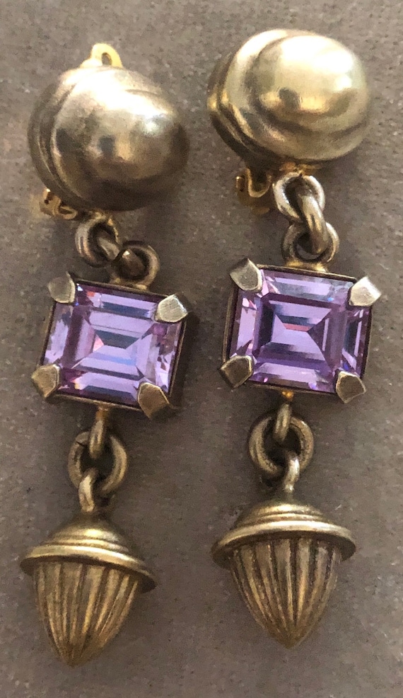 Mark Sprito Sterling Amethyst Dangling Acorn Clip-