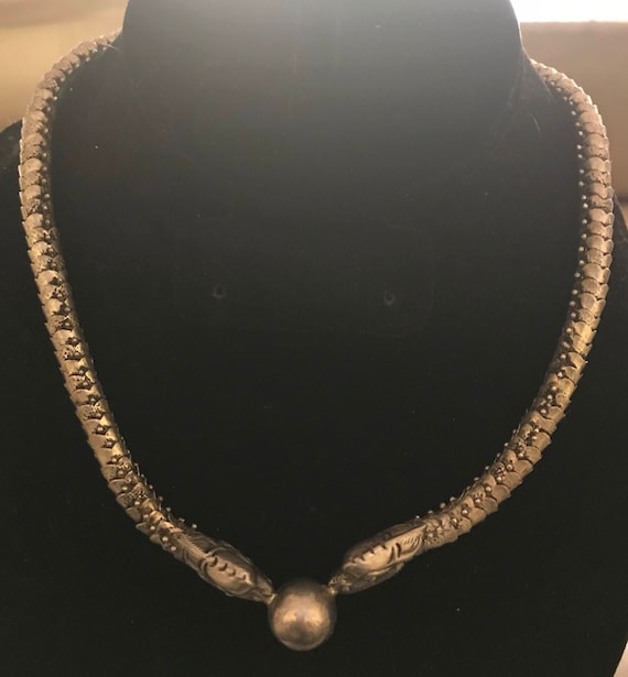 Vintage Silver Dragon Pearl Necklace - image 3