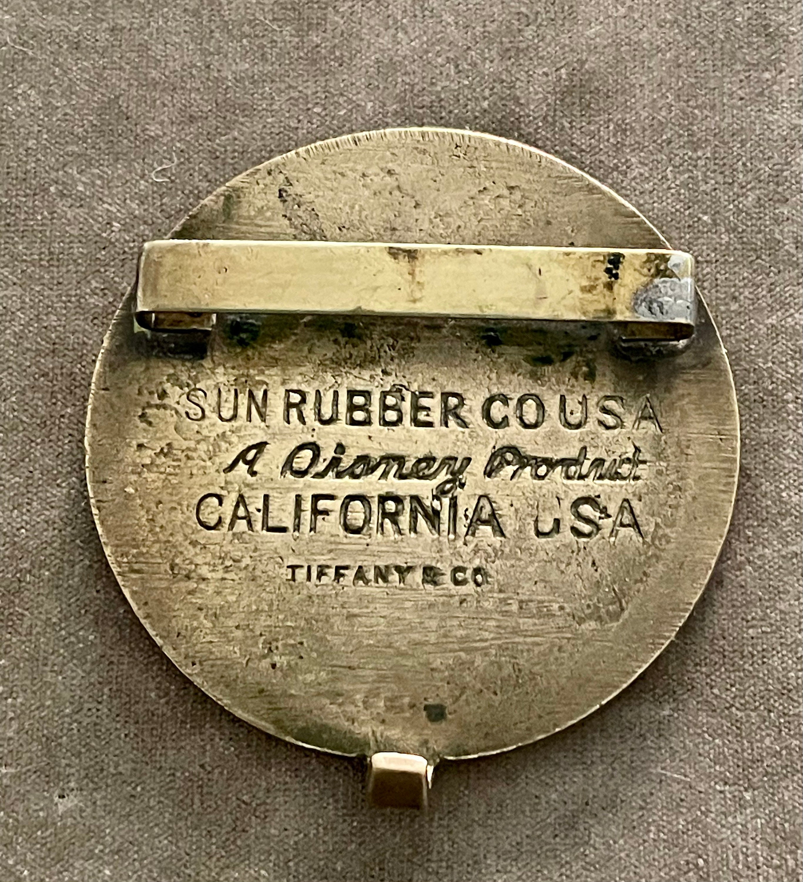 Vtg 1937 Mickey Mouse Brass Belt Buckle Hollywood Cal. U.S.A. Tiffany on 3rd Pic Tiffany & Co Buckle & Original Belt Sun Rubber Mickey Mouse  main image 4