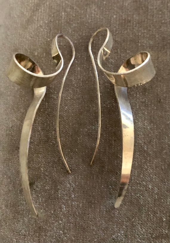 Sterling Abstract Spiral Earrings