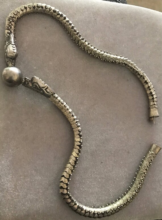Vintage Silver Dragon Pearl Necklace - image 6