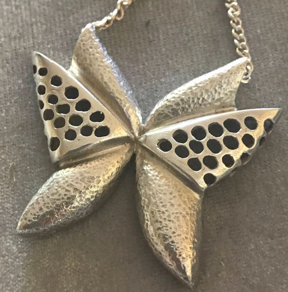 Vintage Sterling Abstract Modernist Butterfly Nec… - image 1