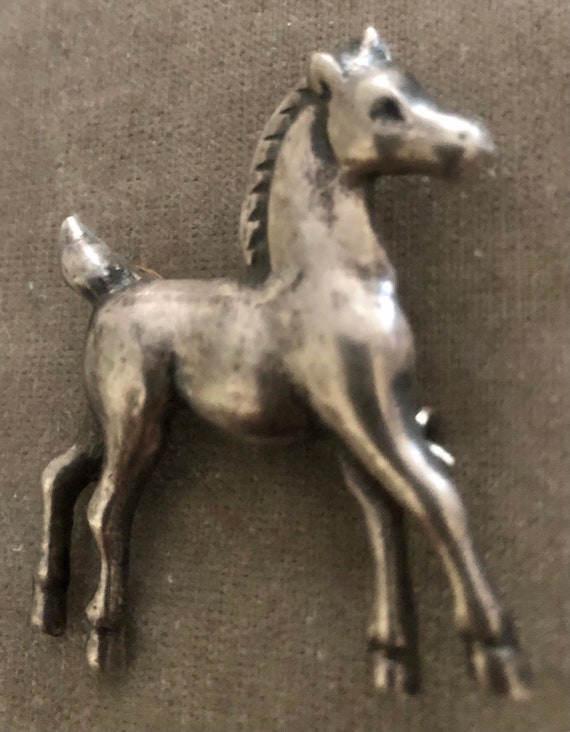 Vintage Solid Horse Brooch - image 1