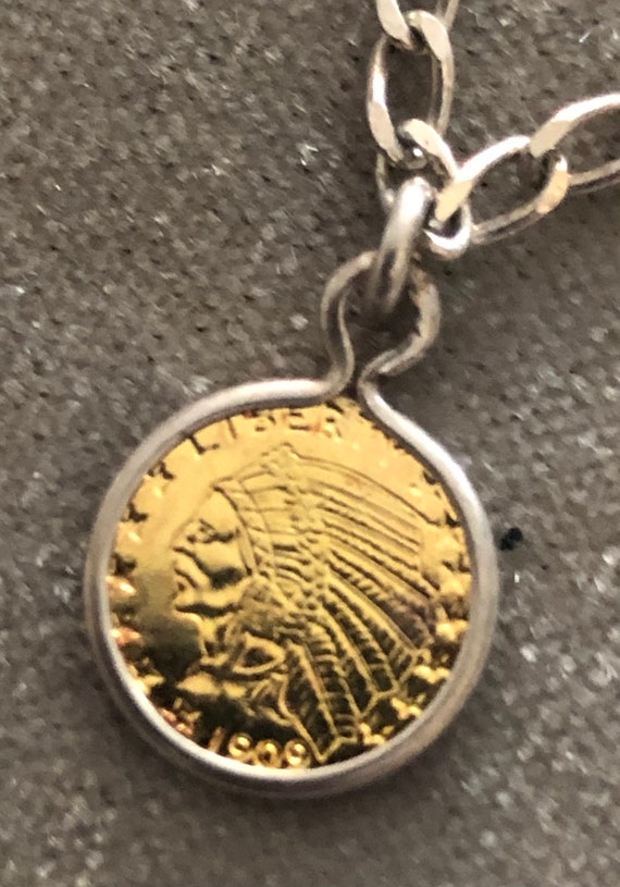 Sterling Italian Mint Coin Charm Necklace.