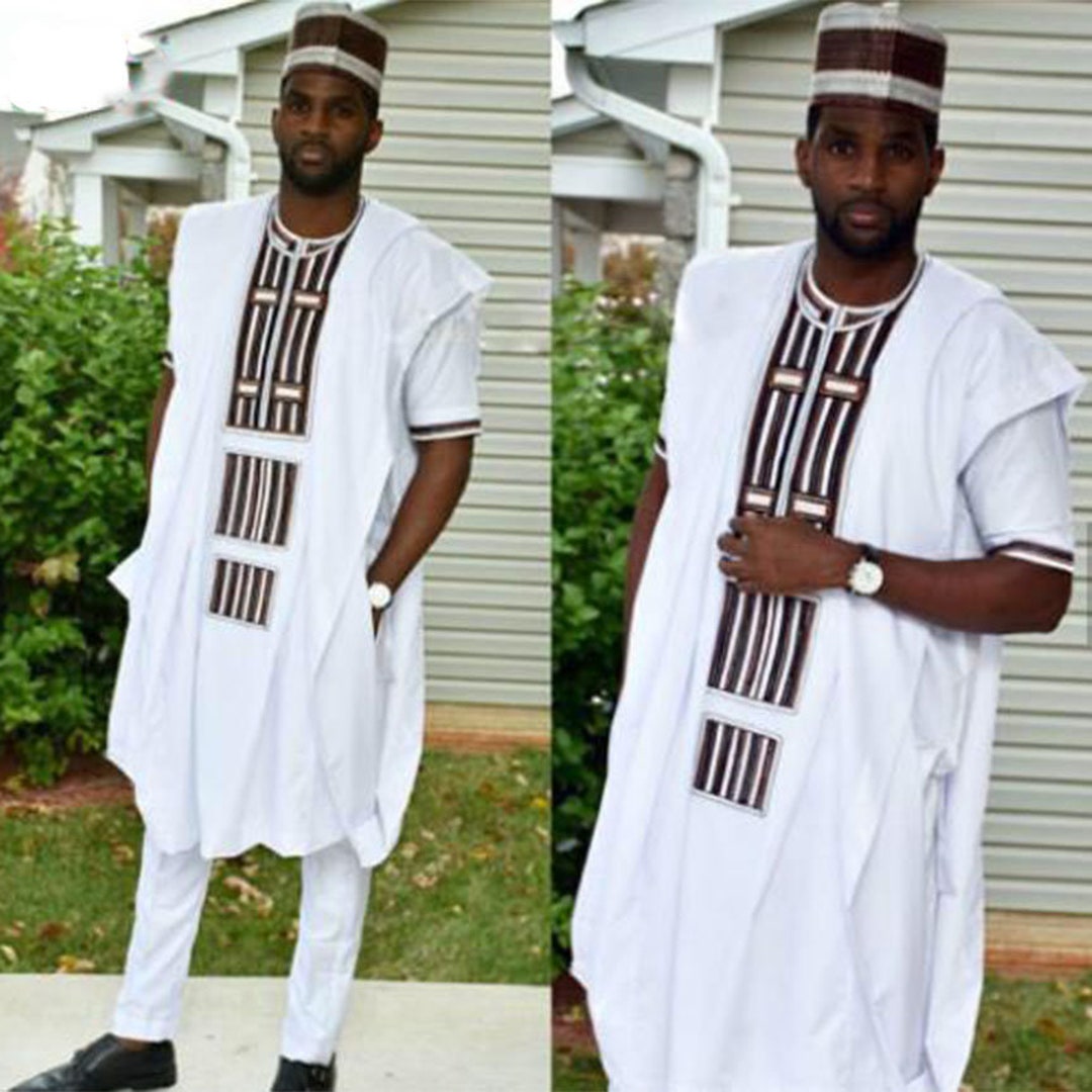 African Agbada Set, Matching Shirt, Agbada Vest, and Pant. African Men ...
