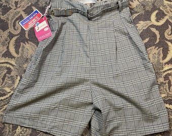 Vtg 50s Blue Bell Jeanie’s pleated plaid Bermuda shorts Size 12 Misses 24” New