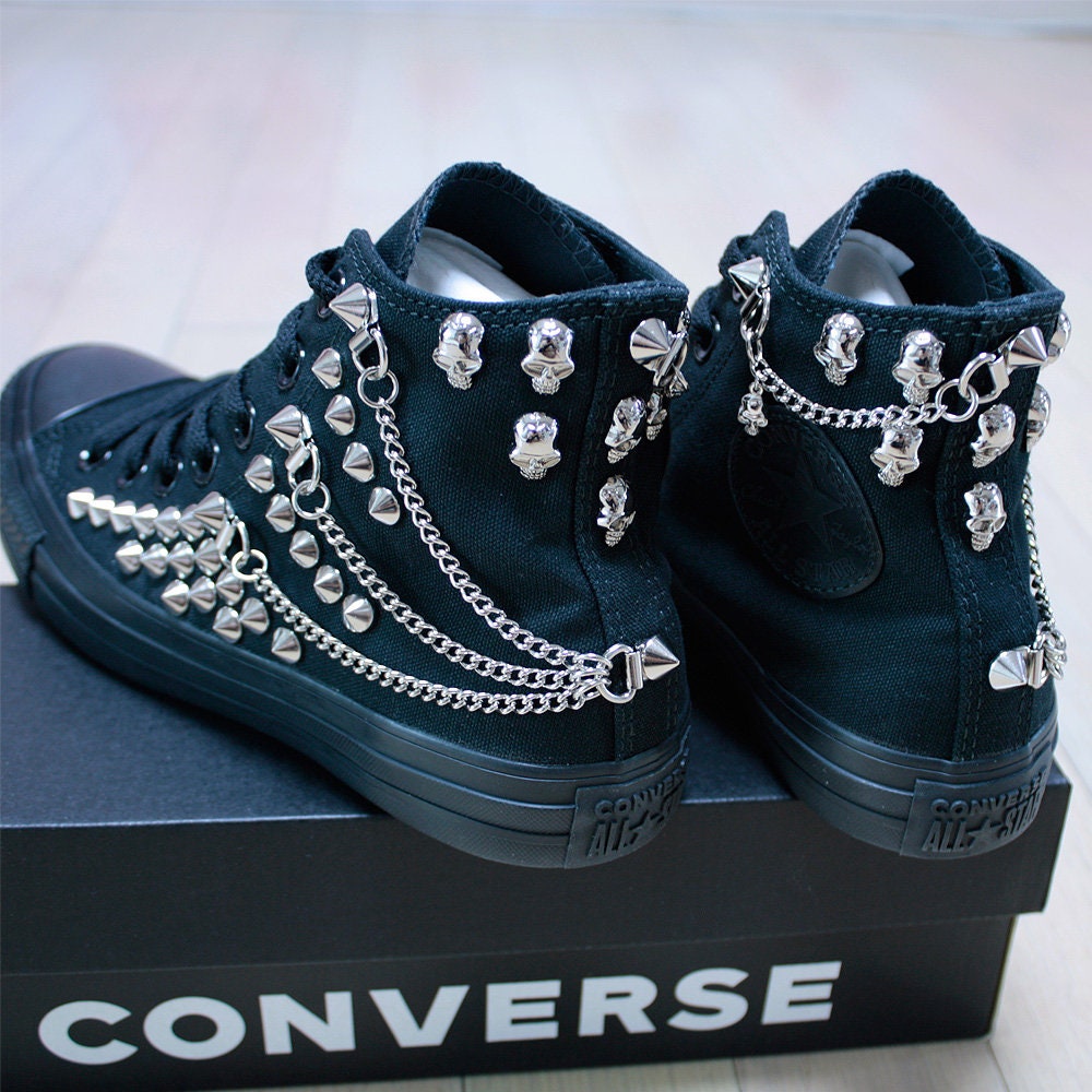 Genuine CONVERSE Monochrome-black With Skull All-star - Etsy