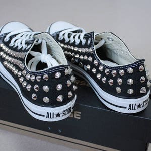 Genuine CONVERSE All-star Black low-top studed Sneakers Shoes High-quality authentic