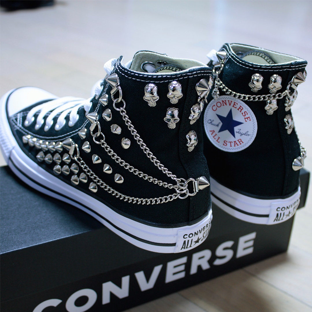Genuine CONVERSE Black With Skull & Chains All-star - Etsy