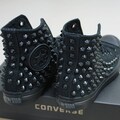 Genuine CONVERSE Monocrome-Black with Black studs All-star Chuck Taylor Sneakers Shoes Goth Metallica Spike Punk Rock product logo