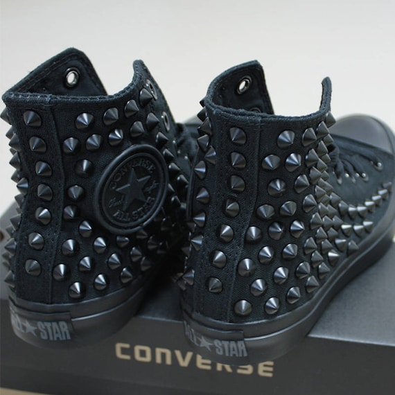 Genuine CONVERSE Monocrome-black With Black Studs All-star - Etsy