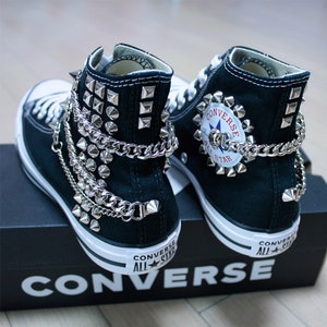 Genuine CONVERSE Black with Skull & Chains All-star Chuck Taylor Sneakers Shoes