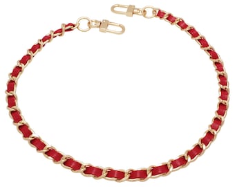 k-craft BSG01 Purse chain leather strap Gold with Red handle shoulder crossbody handbag replacement