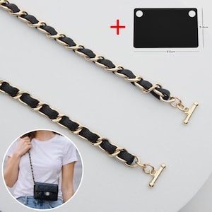 k-craft BLG01 / kleine portemonnee-kaarthouder WOC-conversiekit / portemonnee met ketting en gouden ketting met set van echt leren band