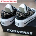 Studded CONVERSE LIFT Double Stack Black with Studs & Chains Sneakers Shoes Goth Metallica Spike Punk Rock product logo