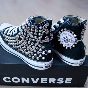 Genuine CONVERSE Black with Skull & Chains All-star Chuck Taylor Sneakers Shoes