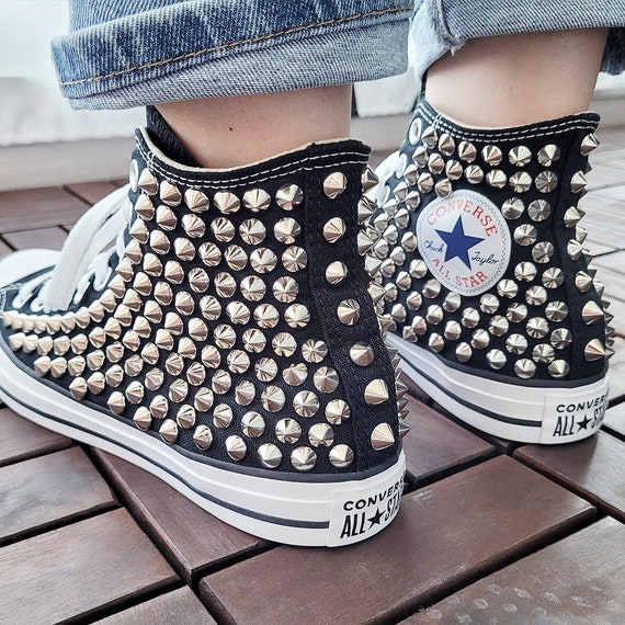 Genuine CONVERSE Black With Studs All-star Chuck Taylor Sneakers Shoes Goth  Metallica Spike Punk Rock -  Canada