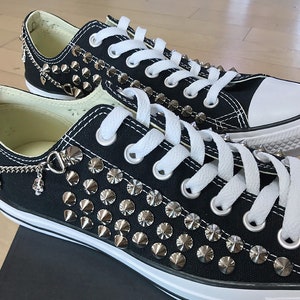 Genuine CONVERSE All-star Low-top Studed Chain&skull Sneakers - Etsy